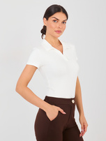 Ecru damska koszulka polo z wiskozy 