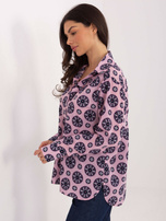 Różowa damska koszula z długim rękawem 