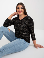 Hurt Black plus size blouse with print and 3/4 sleeve.