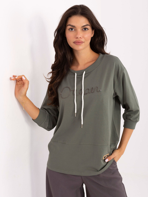 Khaki damska bluzka z haftowanym napisem