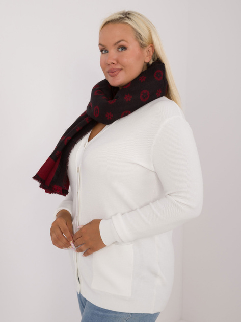 Hurt Czarno-bordowy duży szal damski we wzory