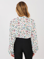 Biało-niebieska damska koszula z bufiastym rękawem