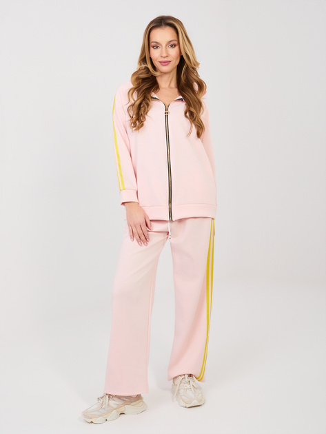 Pastelowy różowy komplet z kontrastowymi lampasami RUE PARIS