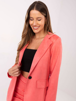 Różowa długa marynarka z zamszu Irmina