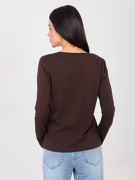 Czekoladowy damski longsleeve basic z bawełny RUE PARIS