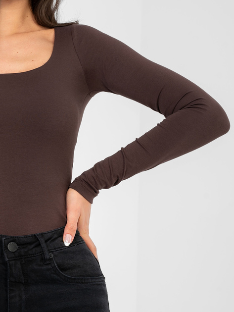 Czekoladowa bluzka basic z podszewką na biuście RUE PARIS