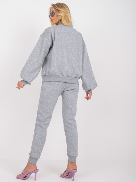 Szary melanżowy komplet dresowy ze stójką