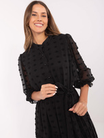 Hurt Czarna rozkloszowana sukienka koktajlowa ze stójką