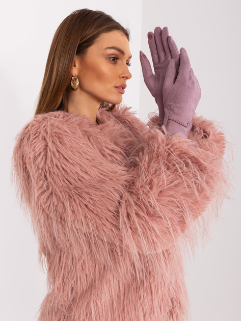 Hurt Fioletowe rękawiczki ze wstawkami z ekoskóry