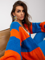 Hurt Niebiesko-pomarańczowy kardigan z szerokim rękawem OCH BELLA 