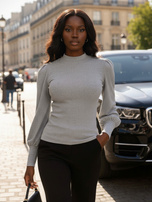 RUE PARIS Szara bluzka w prążki Lauren