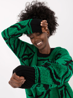 Hurt Zielony damski sweter oversize z wełną