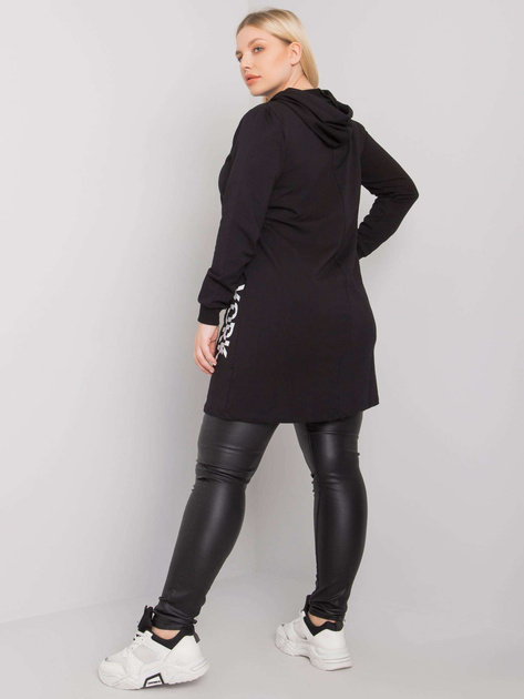 Czarna tunika plus size z kapturem Ashford