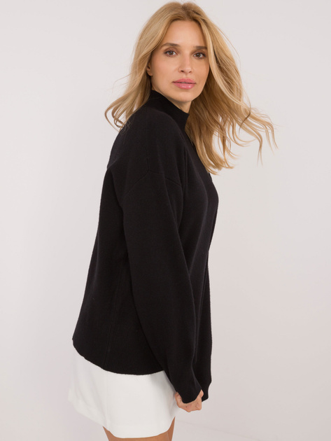 Hurt Czarny luźny sweter damski z półgofem SUBLEVEL