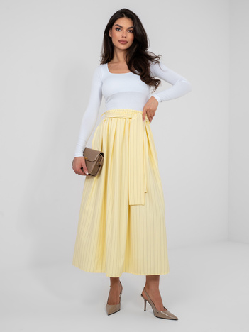 Pastelowa żółta garniturowa spódnica w paski