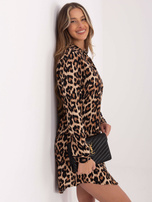 Brązowo-czarna sukienka w cętki Debora RUE PARIS