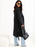 Czarny przejściowy trencz z kieszeniami RUE PARIS