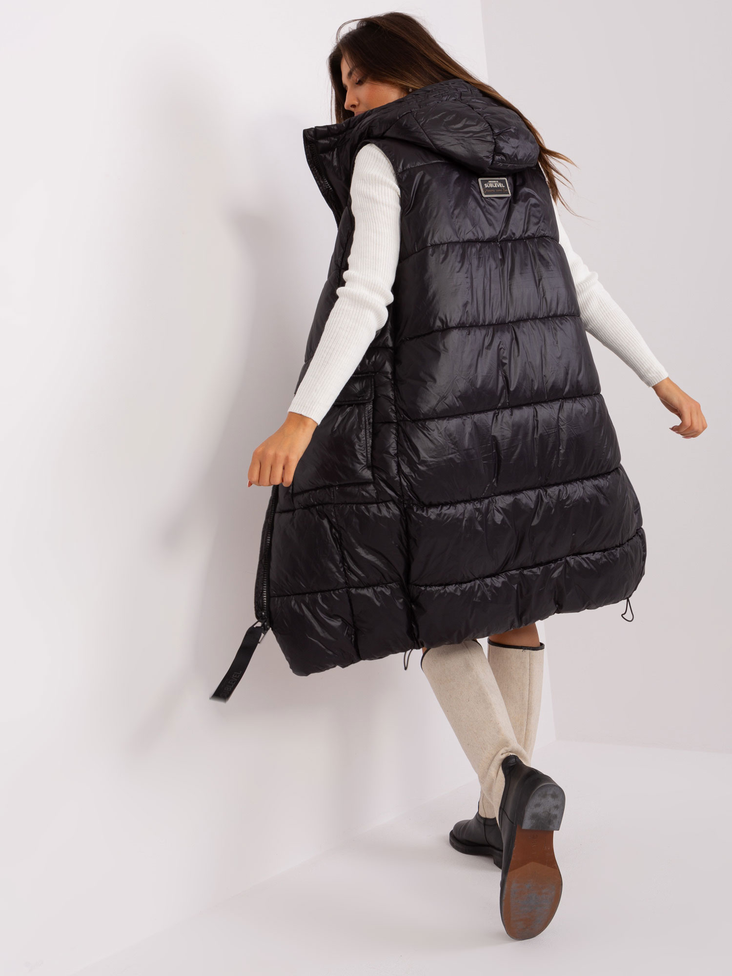 Hurt Black long vest with hood SUBLEVEL.