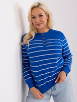 Hurt cobalt cotton plus size striped blouse.