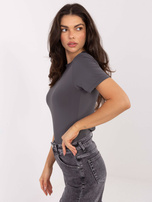 Grafitowa gładka bluzka basic SUBLEVEL 