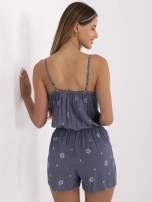 Granatowy letni kombinezon z gumką w pasie