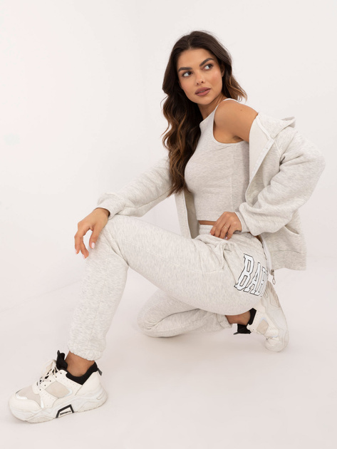 Hurt Jasnoszary melanżowy komplet z napisem na spodniach