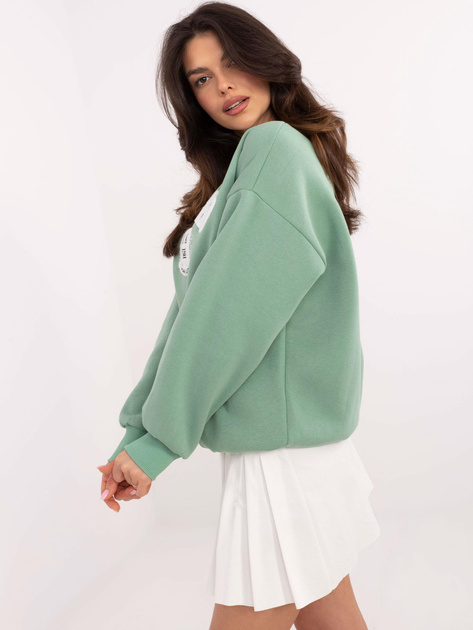 Hurt Pistacjowa damska bluza bez kaptura z ociepleniem