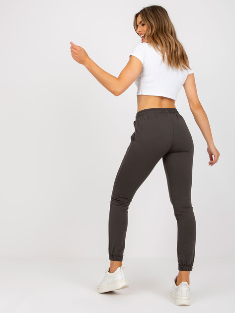 Khaki bawełniane spodnie dresowe z naszywką