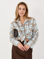 Jasnoniebieska damska koszula oversize w kratę