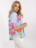 Hurt Niebiesko-biała rozpinana koszula z dodatkiem lnu