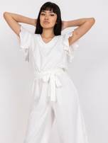 Ecru kombinezon damski z wiązaniem 