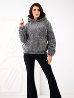 Ciemnoszara damska bluza miś z kieszenią