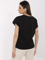 Czarny damski t-shirt z haftem