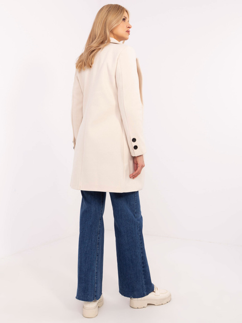 Hurt Jasnobeżowy płaszcz damski z kieszeniami OCH BELLA