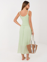 Pistacjowa bawełniana sukienka na ramiączkach 