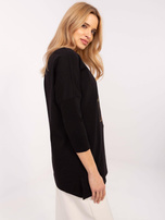 Hurtownia Czarna długa bluzka damska z rozcięciami