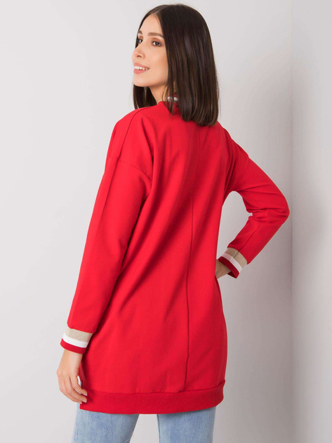 Czerwona bawełniana tunika plus size z napisem Jamellia