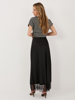 Czarna spódnica z koronkowym wykończeniem RUE PARIS 