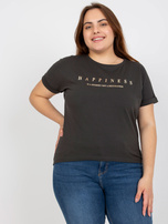 Khaki t-shirt plus size z krótkim rękawem