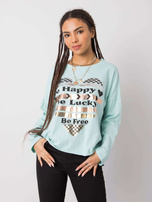 Pfefferminzfarbige Bluse mit langen Ärmeln Miriana.