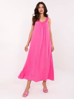 Różowa luźna sukienka z wiskozy OCH BELLA 