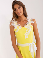 Hurt Żółta maxi sukienka wieczorowa z aplikacjami