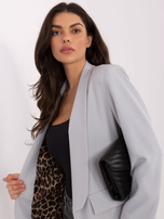 Jasnoszara marynarka z podszewką w panterkę