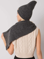 Ciemnoszary komplet zimowy czapka i szalik RUE PARIS