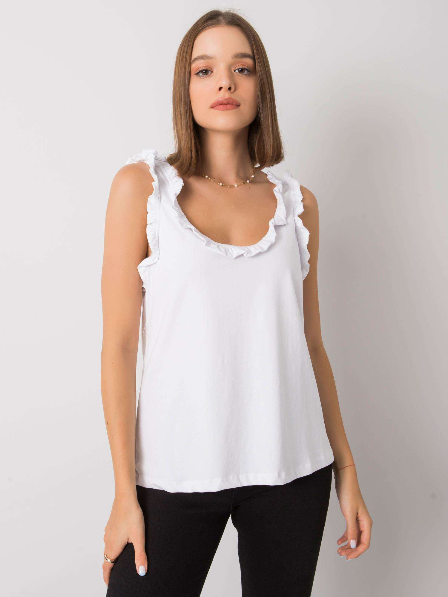 Sarai RUE PARIS white frills top