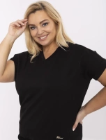 Czarna damska bluzka plus size z dekoltem V