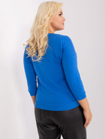Hurtownia Ciemnoniebieska bluzka plus size z napisem