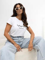 Hurt Biały damski t-shirt z aplikacją BASIC FEEL GOOD