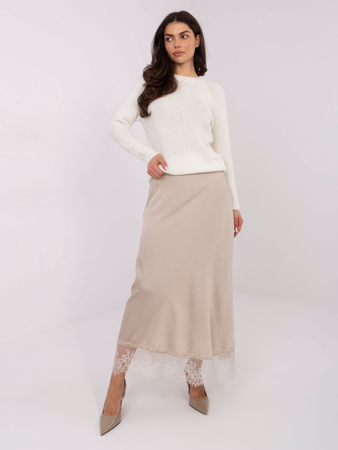 Ecru damski sweter z okrągłym dekoltem