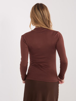 Brązowa dopasowana bluzka z półgolfem